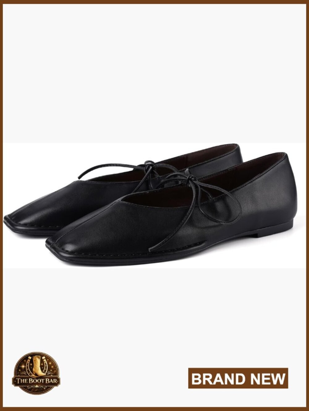 Square Toe Ballet Flats Criss Cross Straps Lace Up Bow Slip On Comfortable